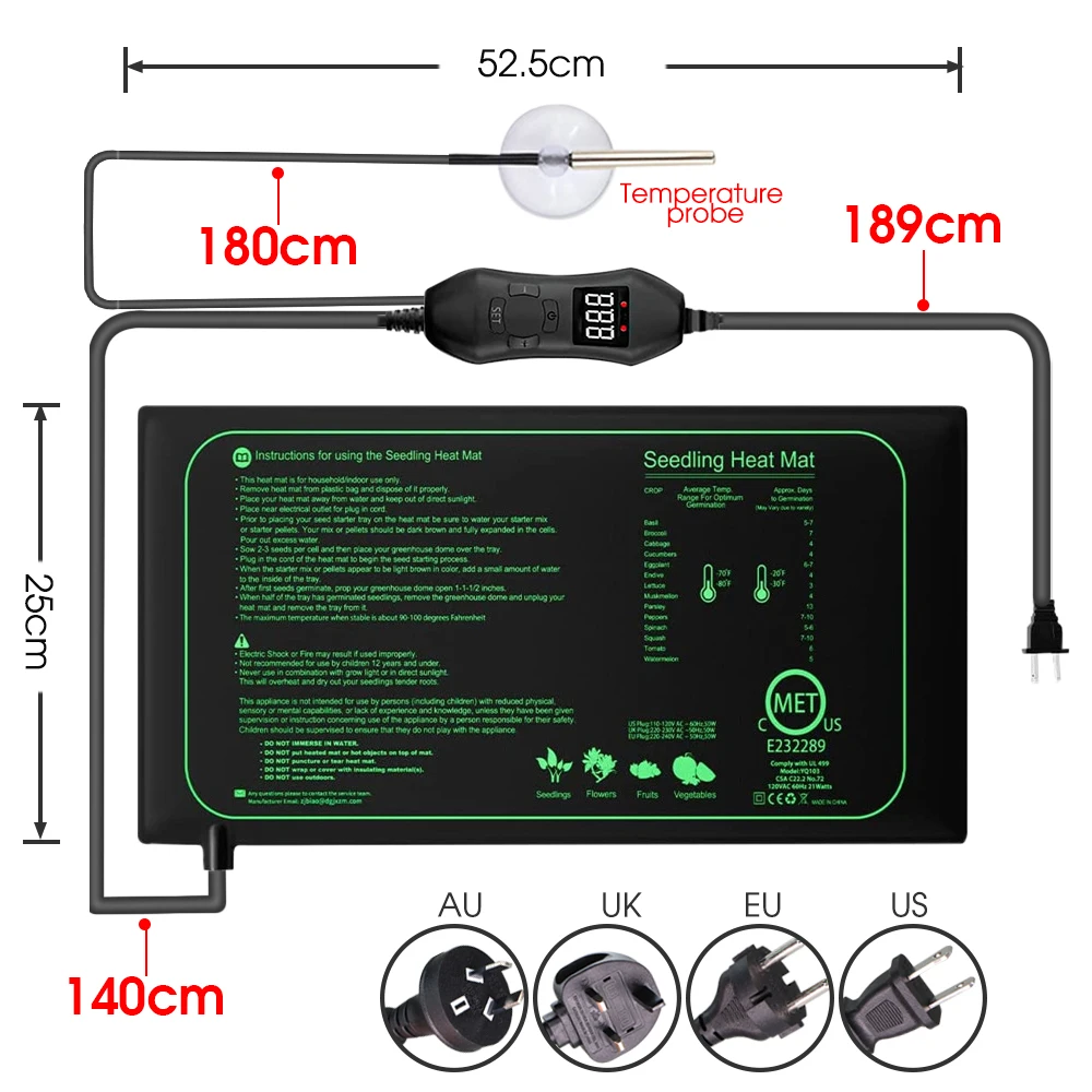 50W EU-US/UK/AU Adjustable The - Seedling Heat Pad ulasan dan harga